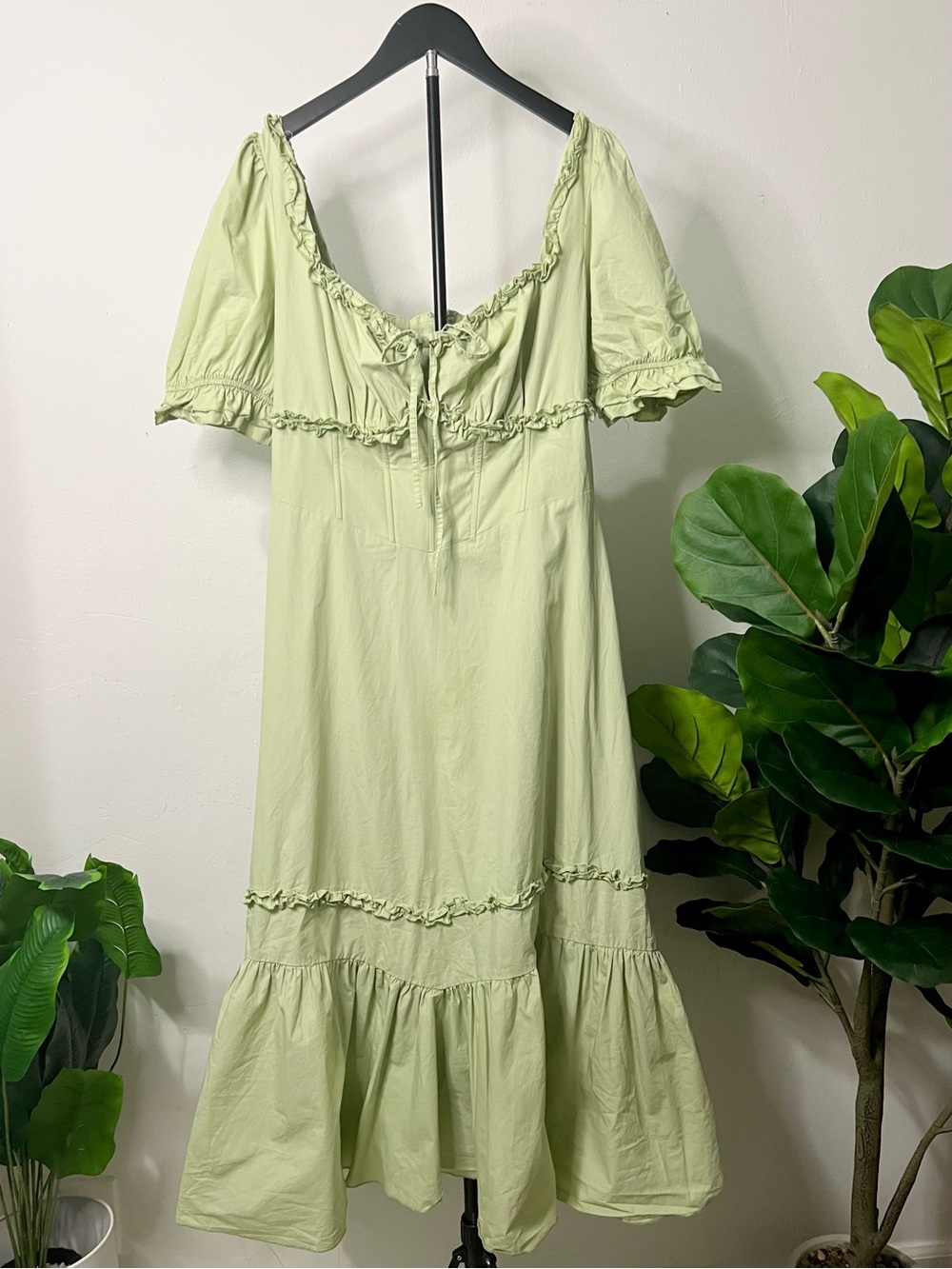 Light Mint Green Off the Shoulder Ruffle Midi Dress